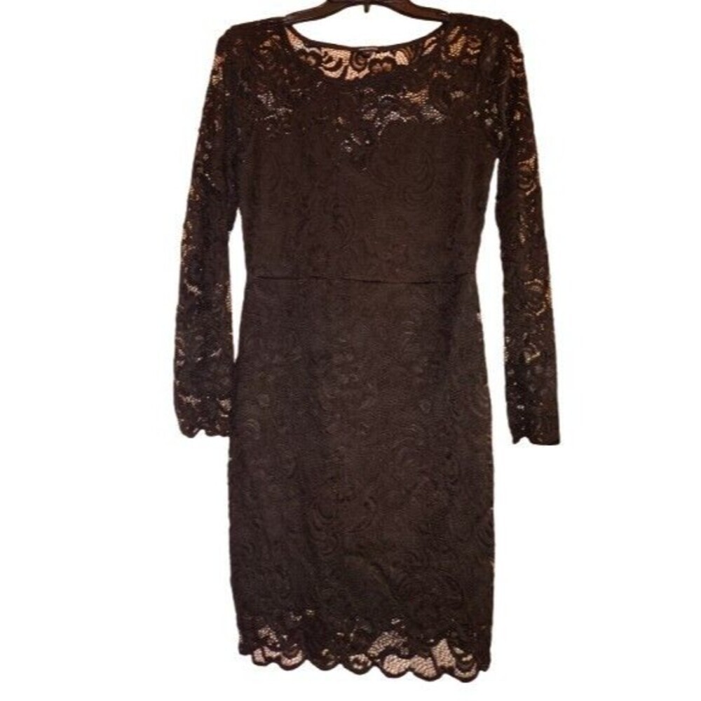 Ambiance Lace Cocktail Dress Body Contouring Long Sleeve Stretch Womens Medium - Picture 1 of 12